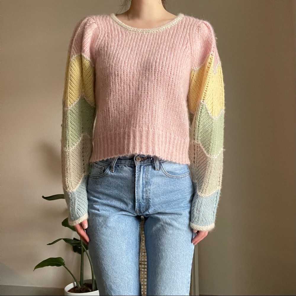 Loveshackfancy Pastel Puff Sleeve Sweater